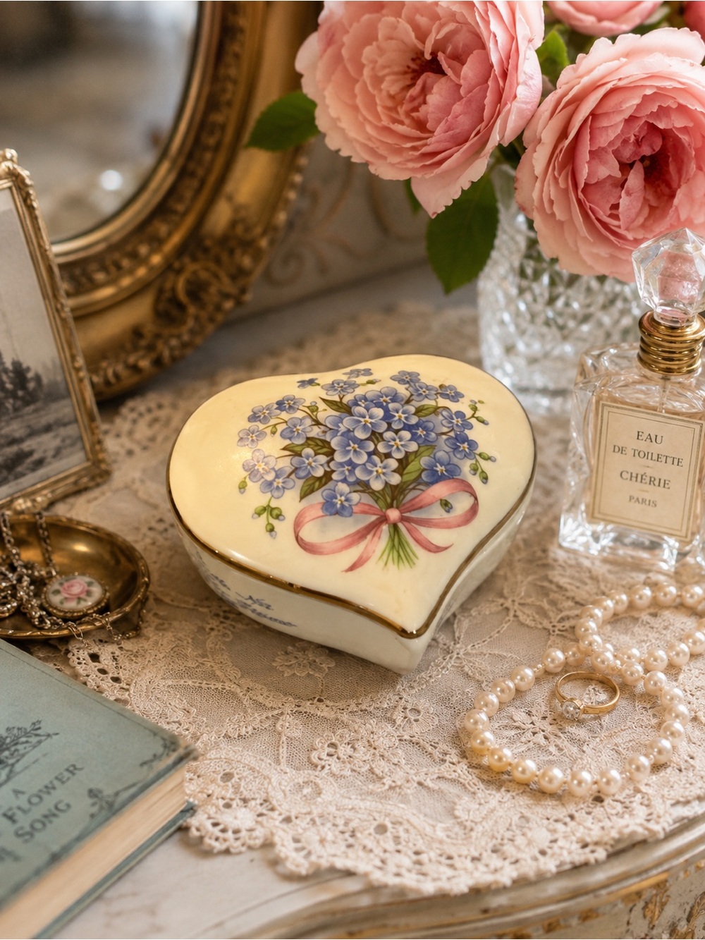 Forget Me Not ceramic Trinket dish